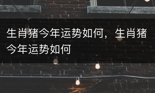 生肖猪今年运势如何，生肖猪今年运势如何