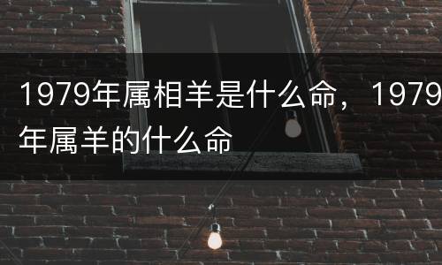 1979年属相羊是什么命，1979年属羊的什么命
