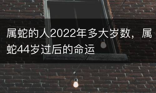 属蛇的人2022年多大岁数，属蛇44岁过后的命运