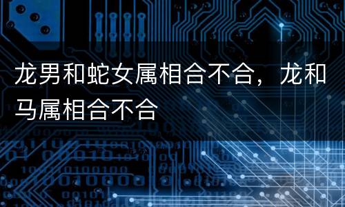 龙男和蛇女属相合不合，龙和马属相合不合