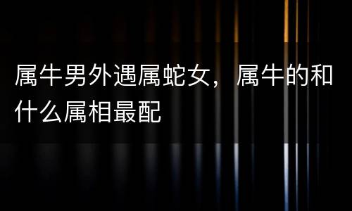 属牛男外遇属蛇女，属牛的和什么属相最配