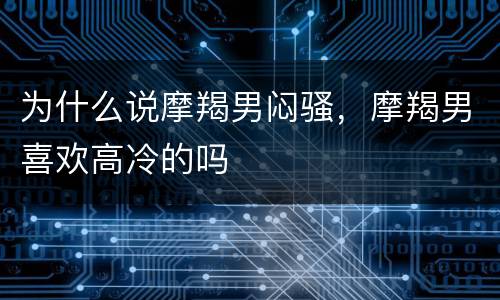 为什么说摩羯男闷骚，摩羯男喜欢高冷的吗