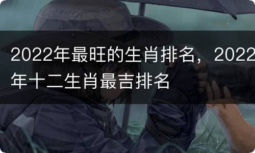 2022年最旺的生肖排名，2022年十二生肖最吉排名