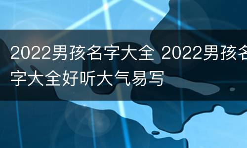 2022男孩名字大全 2022男孩名字大全好听大气易写