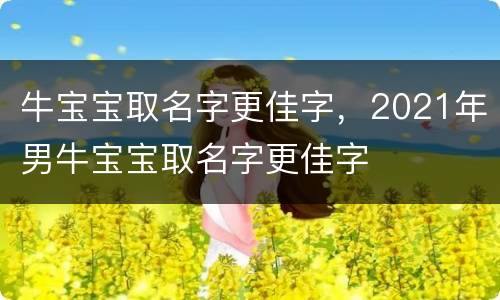 牛宝宝取名字更佳字，2021年男牛宝宝取名字更佳字