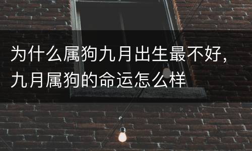 为什么属狗九月出生最不好，九月属狗的命运怎么样