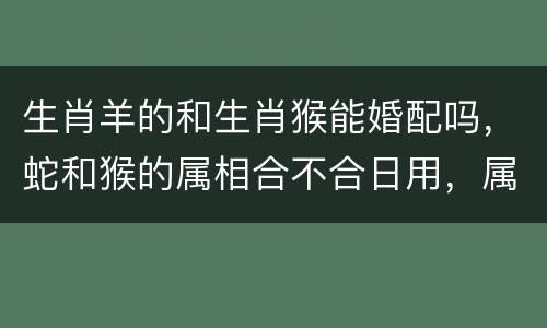 生肖羊的和生肖猴能婚配吗，蛇和猴的属相合不合日用，属龙和属羊相配吗