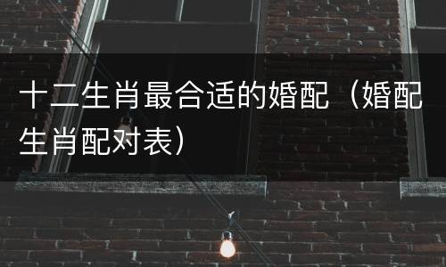 十二生肖最合适的婚配（婚配生肖配对表）