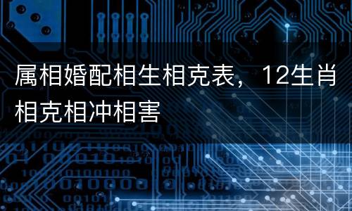 属相婚配相生相克表，12生肖相克相冲相害
