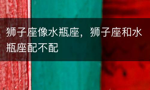 狮子座像水瓶座，狮子座和水瓶座配不配
