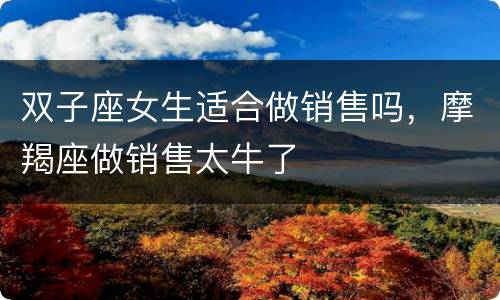 双子座女生适合做销售吗，摩羯座做销售太牛了