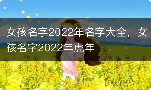 女孩名字2022年名字大全，女孩名字2022年虎年