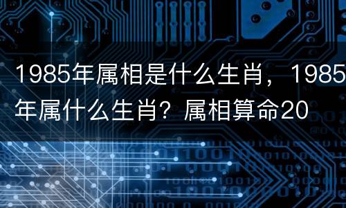 1985年属相是什么生肖，1985年属什么生肖？属相算命20