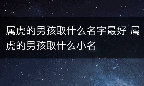 属虎的男孩取什么名字最好 属虎的男孩取什么小名
