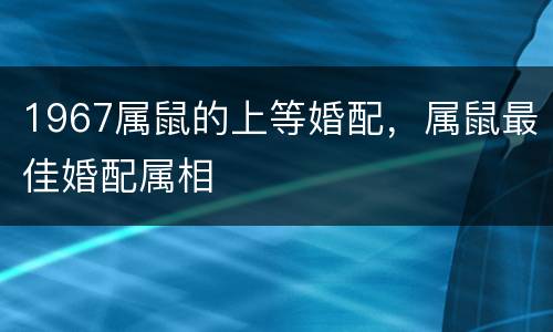 1967属鼠的上等婚配，属鼠最佳婚配属相