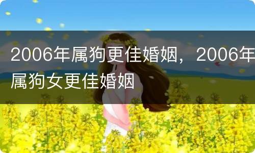 2006年属狗更佳婚姻，2006年属狗女更佳婚姻