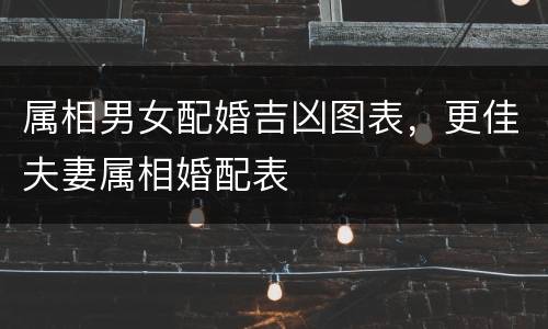 属相男女配婚吉凶图表，更佳夫妻属相婚配表