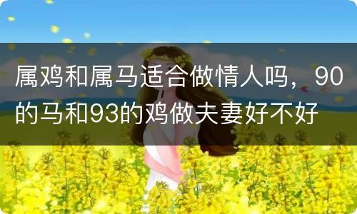 属鸡和属马适合做情人吗，90的马和93的鸡做夫妻好不好