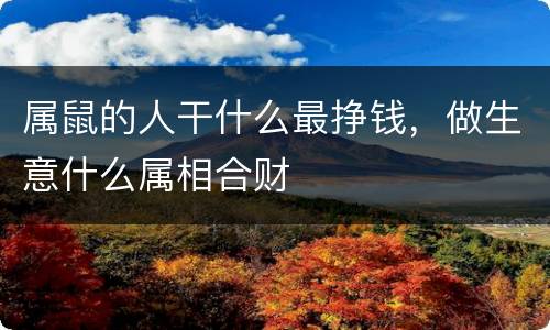 属鼠的人干什么最挣钱，做生意什么属相合财
