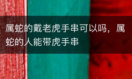 属蛇的戴老虎手串可以吗，属蛇的人能带虎手串