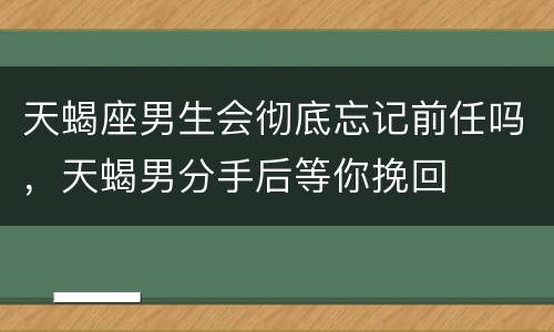天蝎座男生会彻底忘记前任吗，天蝎男分手后等你挽回