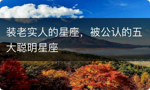 装老实人的星座，被公认的五大聪明星座