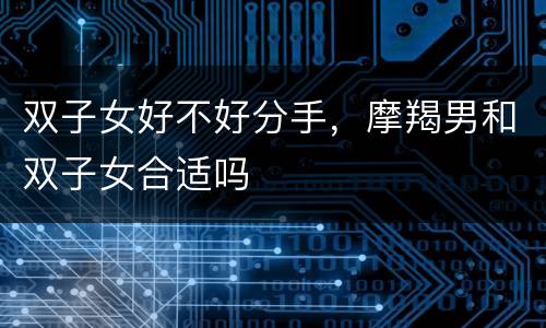 双子女好不好分手，摩羯男和双子女合适吗