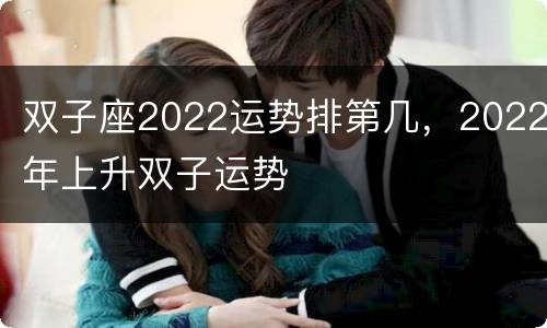 双子座2022运势排第几，2022年上升双子运势