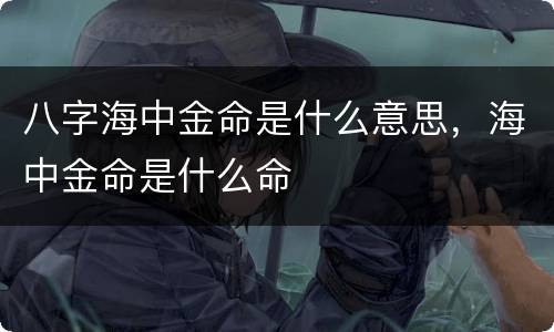 八字海中金命是什么意思，海中金命是什么命
