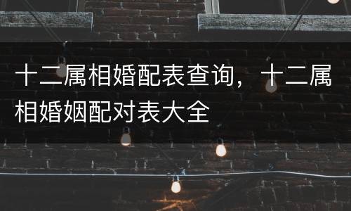 十二属相婚配表查询，十二属相婚姻配对表大全