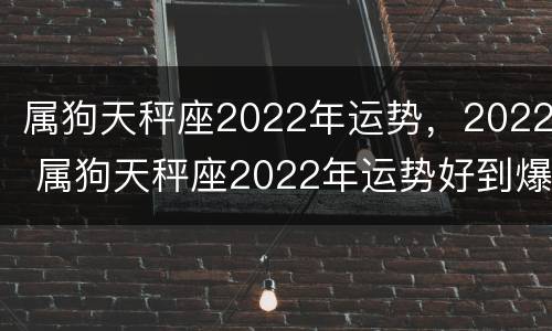 属狗天秤座2022年运势，2022 属狗天秤座2022年运势好到爆
