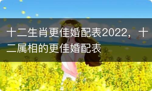 十二生肖更佳婚配表2022，十二属相的更佳婚配表