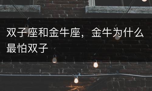 双子座和金牛座，金牛为什么最怕双子