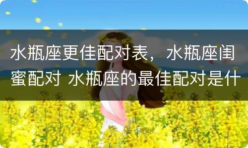 水瓶座更佳配对表，水瓶座闺蜜配对 水瓶座的最佳配对是什么星座配对