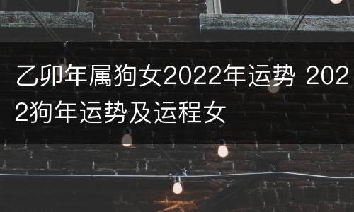 乙卯年属狗女2022年运势 2022狗年运势及运程女