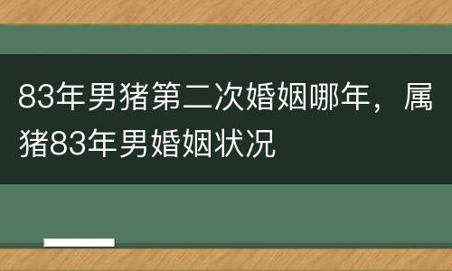 83年男猪第二次婚姻哪年，属猪83年男婚姻状况