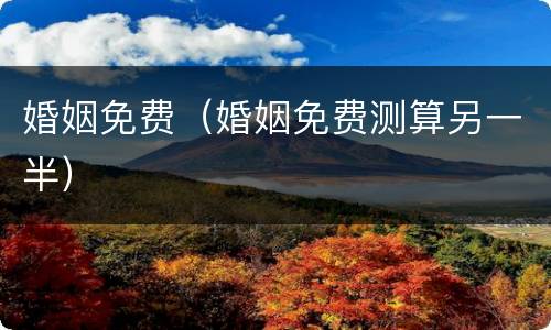 婚姻免费（婚姻免费测算另一半）