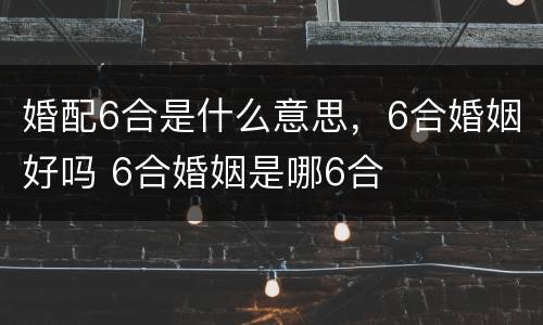 婚配6合是什么意思，6合婚姻好吗 6合婚姻是哪6合