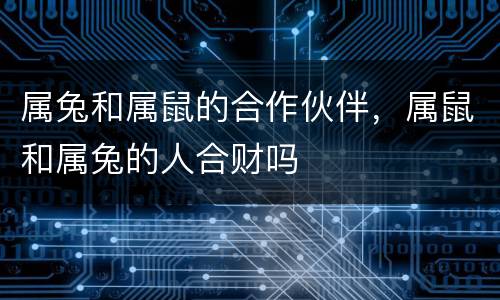 属兔和属鼠的合作伙伴，属鼠和属兔的人合财吗