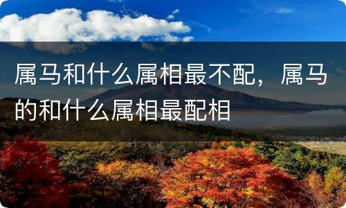 属马和什么属相最不配，属马的和什么属相最配相