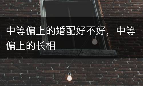 中等偏上的婚配好不好，中等偏上的长相