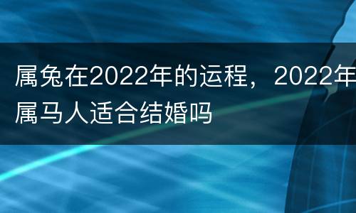 属兔在2022年的运程，2022年属马人适合结婚吗