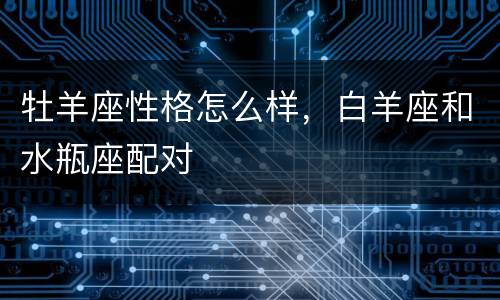 牡羊座性格怎么样，白羊座和水瓶座配对
