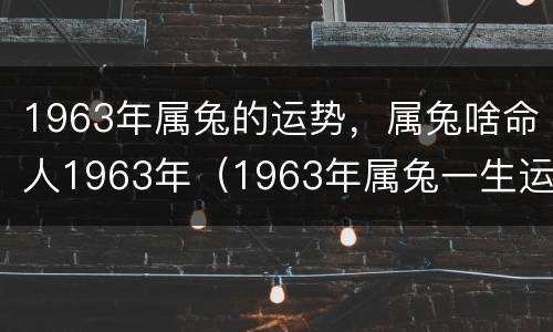 1963年属兔的运势，属兔啥命人1963年（1963年属兔一生运势）