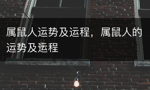 属鼠人运势及运程，属鼠人的运势及运程