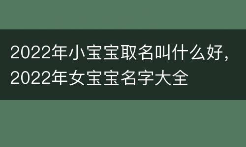 2022年小宝宝取名叫什么好，2022年女宝宝名字大全