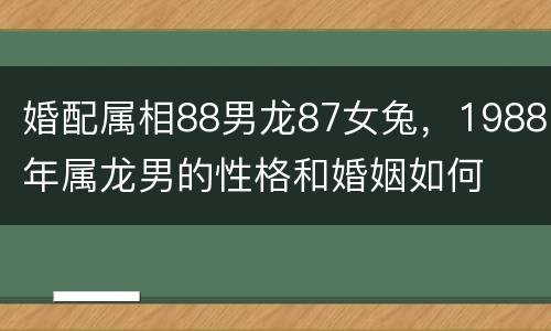 婚配属相88男龙87女兔，1988年属龙男的性格和婚姻如何
