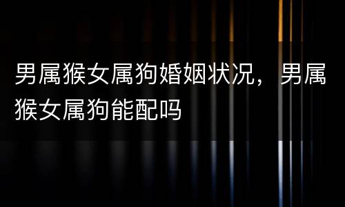 男属猴女属狗婚姻状况，男属猴女属狗能配吗