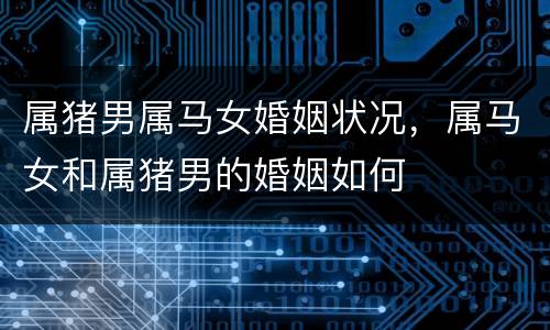 属猪男属马女婚姻状况，属马女和属猪男的婚姻如何