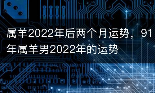 属羊2022年后两个月运势，91年属羊男2022年的运势